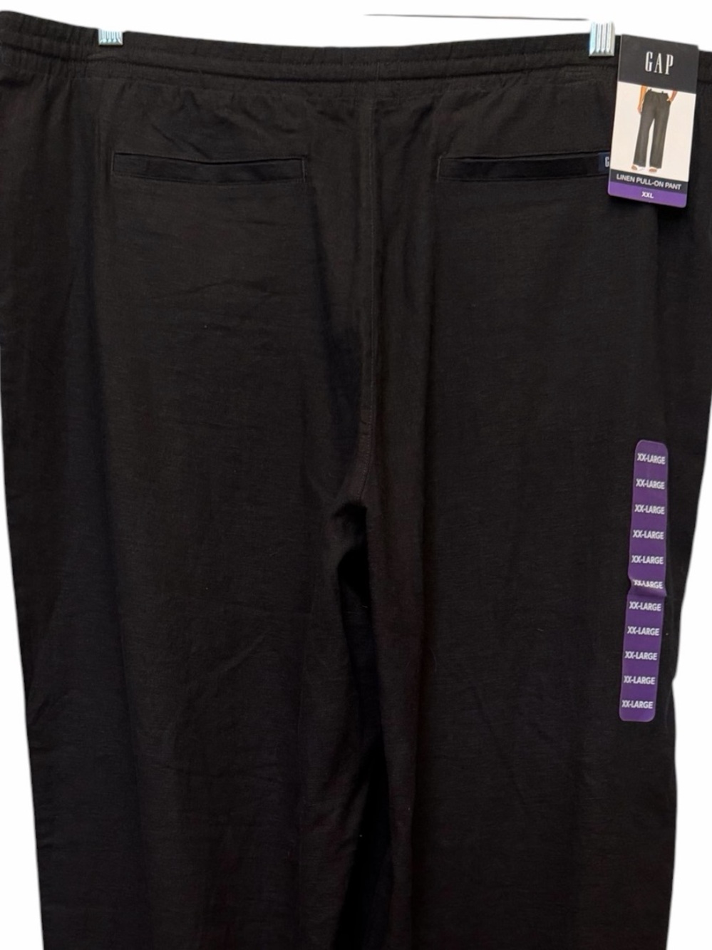 GAP Women XXL Black Linen Blend Wide Leg Pull On Drawstring Stretch Waist Pants - Picture 4 of 10